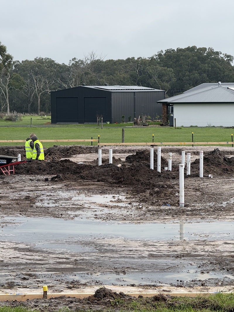 Pre slab drainage installed for a new dwelling in Wattlebank near Wonthaggi